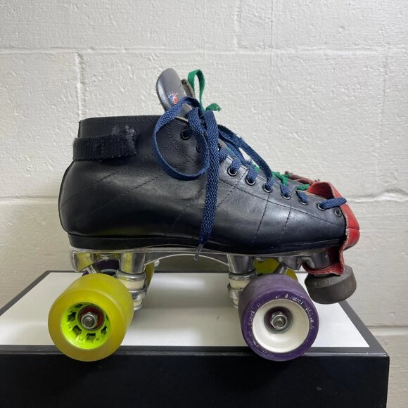Vintage Riedell 595 Roller Skates Black Leather Lace up Men's Size 5 Made USA - Picture 2 of 13